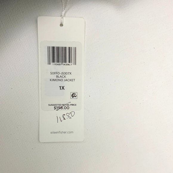 New Eileen Fisher Soffo Black Textured Organic Cotton Jacket Sz 1X - Picture 5 of 16